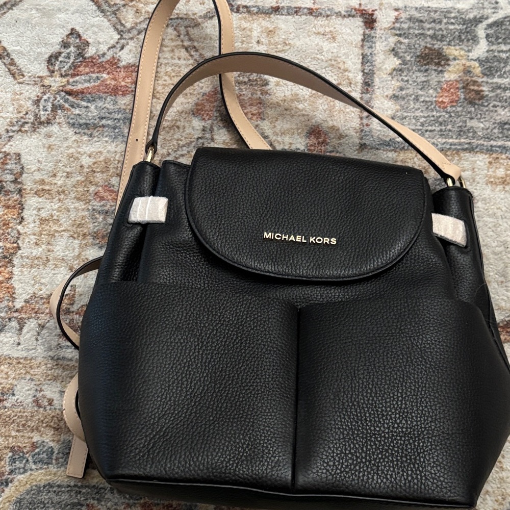 Michael Kors Black and Tan Small Backpack